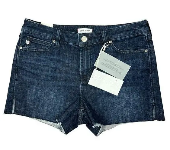 Dear John  Jean Shorts Women's 6/28" Lillie Scissor Cut Hem Dark Wash Stretch NEW