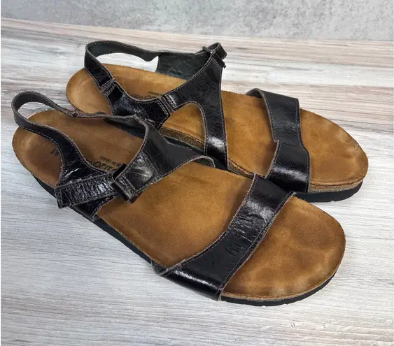 Naot Women's Pamela EU 41 L10 Black Leather Adjustable Slingback Buckle Sandals Size 10