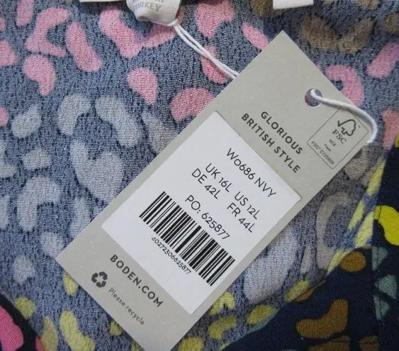 NWT Boden Charlotte in Navy Rainbow Leopard Button