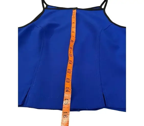 Button Detail Tank Top Spaghetti Straps Formal Office Business Sexy Blue Size L