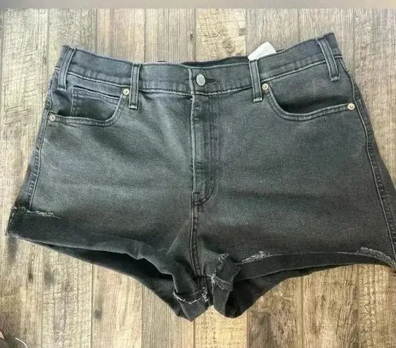 Levi Strauss Black high rise cuffed Frayed Hem Jean Shorts cut off grunge sz 33