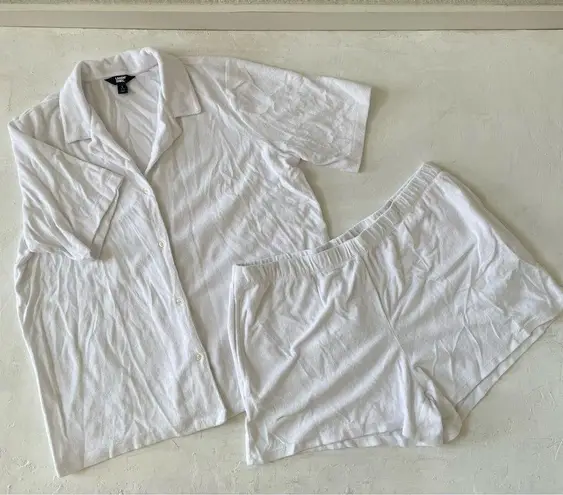 Lands End Women’s Terry Swim Button Down Coverup Set White Size L NWOT Size L