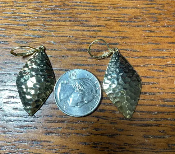 Joan Rivers Diamond Shape Hammered Design Lever Back Dangle Earrings