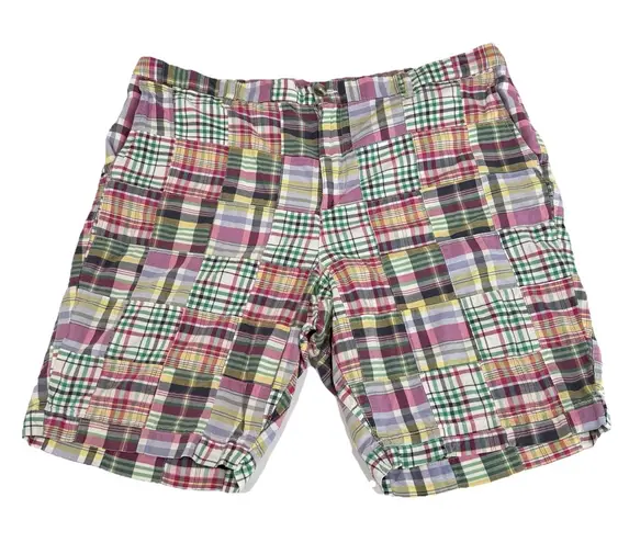 LL Bean Colorful Plaid Madras Patchwork Favorite Fit Bermuda Shorts Size 18 - Image 1
