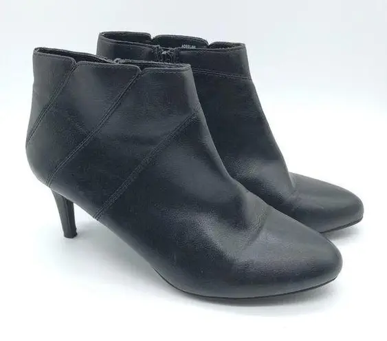Kelly & Katie Womens Adeelah Ankle Booties Heel Faux Leather Zipper Black Size 9