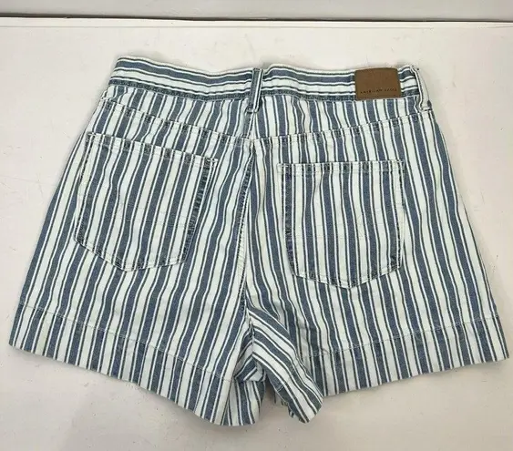 American Eagle  Mom Short Blue White Striped High Rise Denim Shorts Women's Sz 8