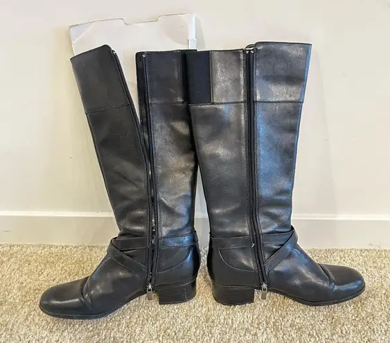 Bandolino Black Leather Collyer Knee High Heeled Riding Boots Size 9.5