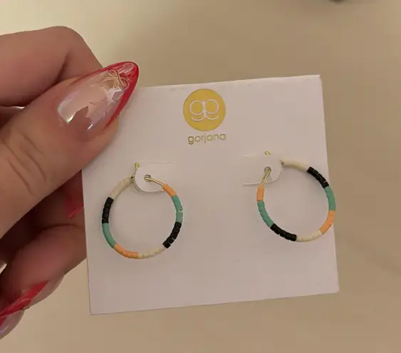 Gorjana NWT 18k Gold plated Gigi Stripe Palm Desert Hoop Earrings