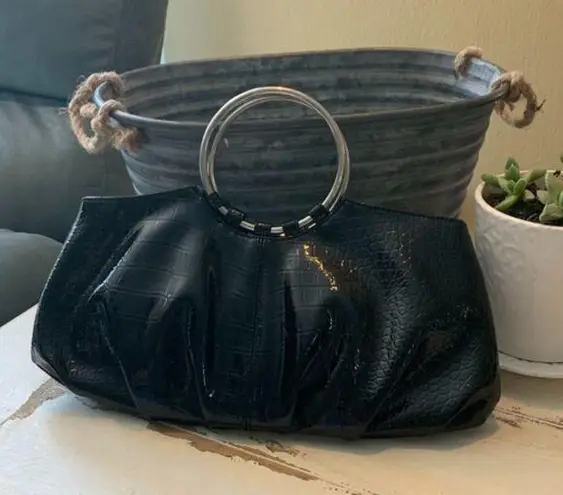 Chateau  Black Animal Patent Leather Purse