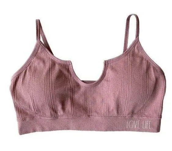 Rae Dunn Love Life women's XL dusty rose padded sports bra adjustable straps