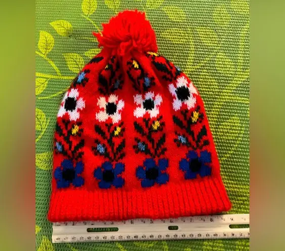 Handmade Vintage retro 80s colorful knit winter hat.