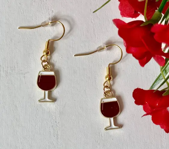 Red Wine Glass Earrings