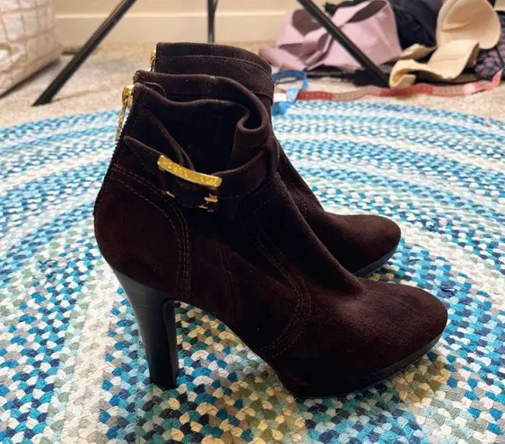 Tory Burch  Brown Suede Melrose Ankle Boots