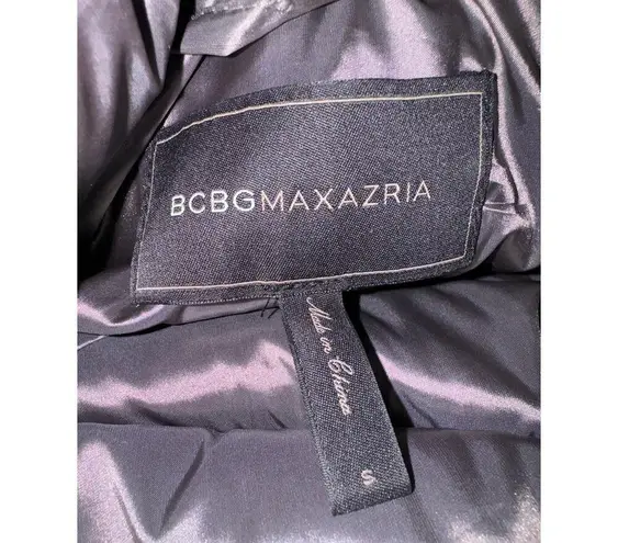 BCBGMAXAZRIA  Belted Down puffer funnel neck Metallic Gunmetal Coat size small