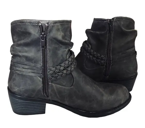 Easy Street Gray Braided Ankle Booties