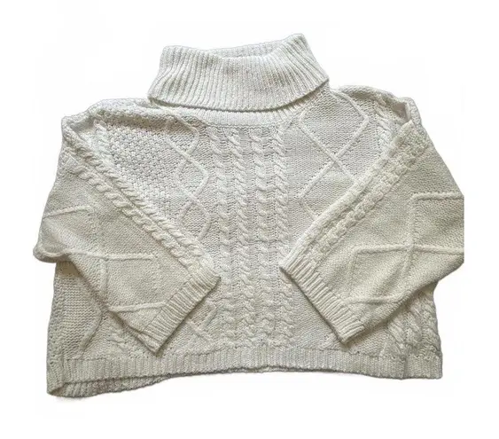 Petal + Pup Women's Cream Cable Knit Turtleneck Sweater L/XL White Size L