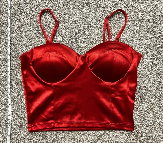 Liz & Sara Red Satin Corset Tank Top