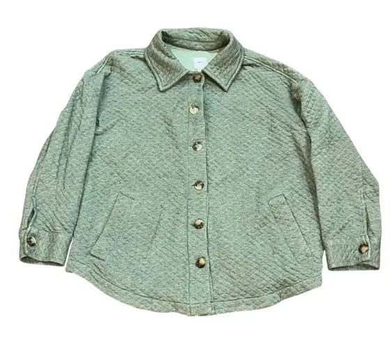J. Jill Quilted Button Front Collar Long Sleeve Shirt Jacket Sage Green Large