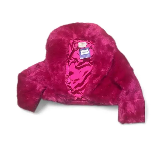 Judith March Faux Fur Hot Pink Crop “Bombshell” Coat – Size Large