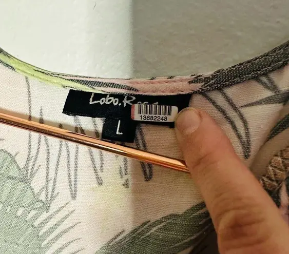 LoboRosa Pink Floral Puff Sleeve Palms Button Front Up Dress Size Large