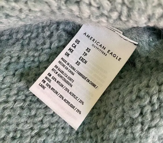 American Eagle  Light Blue Jegging Fit Knit Oversized Hooded Cozy Sweater size XS