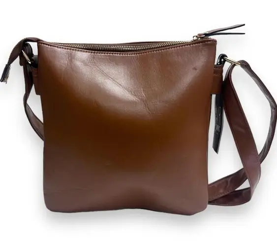 Violet Ray NYC Tammi Braided O-Ring Multi Zip Crossbody Bag in Walnut Brown