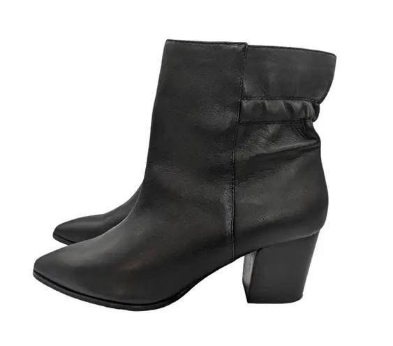 Sole Society Maeryn Bootie Heeled Ankle Boots Black Leather Pointed Toe 7.5 Shoe