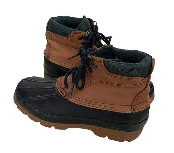 BASS Tundra Duck Boots Green Black Beige Lace Up Short Boot Womens Size 8