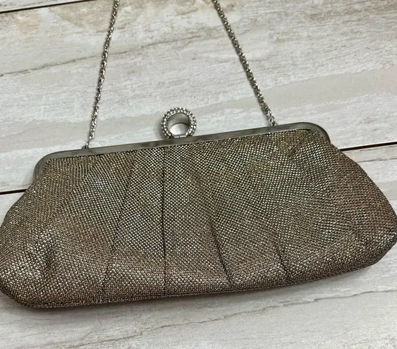 Lulu Townsend Silver Shimmer Evening Bag Jeweled Clasp Glamour Girly Christmas