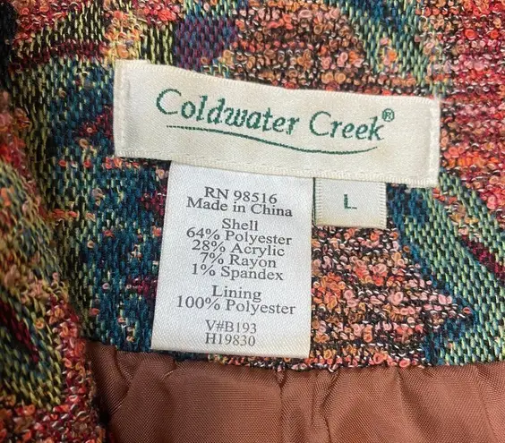 Coldwater Creek  Vintage Zip Up Floral Print Tapestry Carpet Jacket Size L