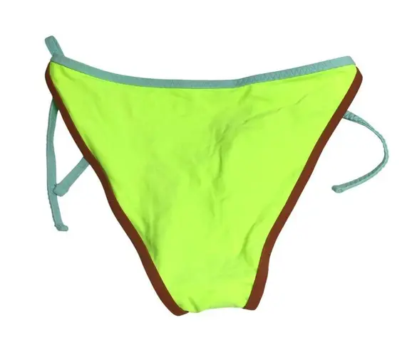 Aerie  Bikini Bottom Cheeky String Ties Contrast Trim Neon Green M