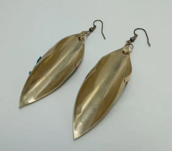 Western Cowgirl Wool & Alpaca Silver Set Earrings Boho Aztec Pattern Handmade