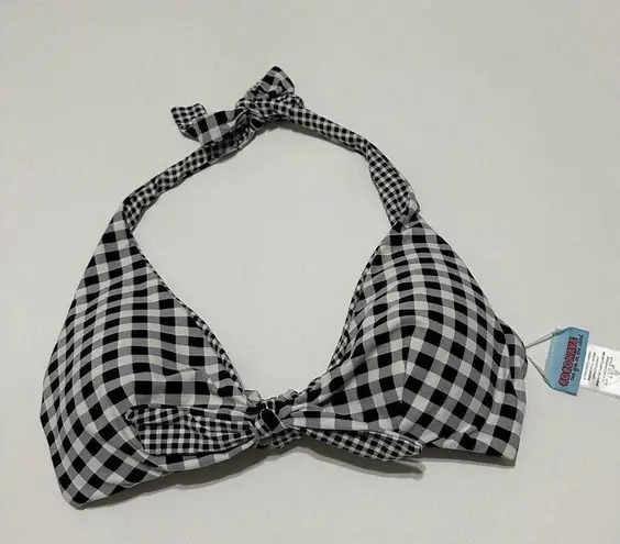 Coco Rave Black And White Checkered Reversible Bikini Swimwear Top XL / 38C Cup