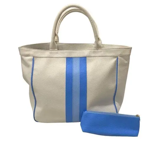 Estée Lauder Vintage Estee Lauder Tote Bag‎ Purse Beach with Pouch Beige Blue