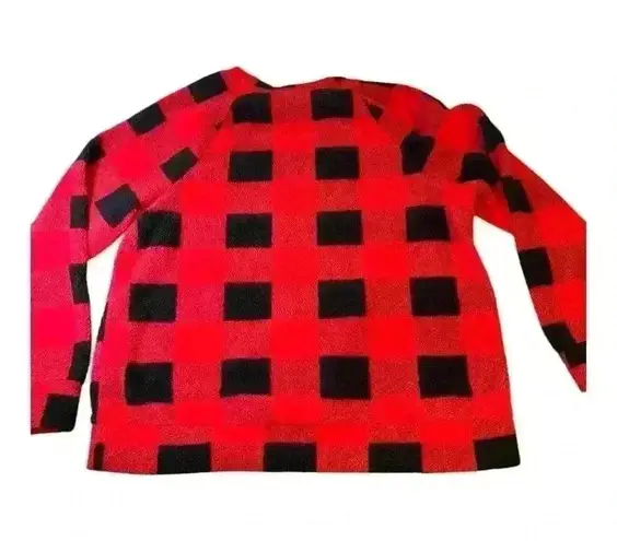Rocking Around Sweater Size Red Holiday Christmas Fleece Plaid Long Sleeve Sz L