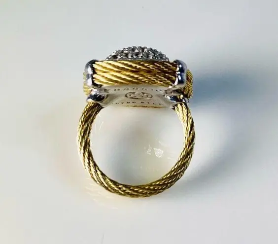 Charriol Celtic Classique Diamond/White Sapphire Cable Ring Gold Size 6