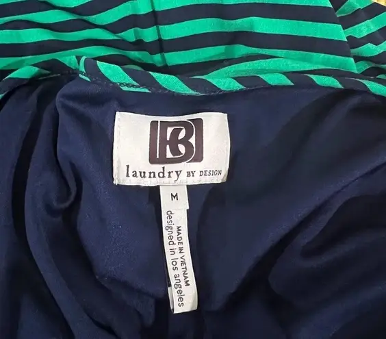 Laundry by Design Women's Green Navy Striped Short Sleeve Stretch Shift Dress M