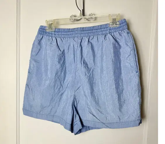 Kathy Ireland Vintage 90s Shorts Women's Medium Blue High Rise Nylon Baggy