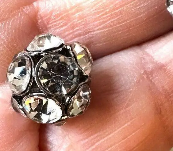 Rhinestone disco ball post earrings Silver