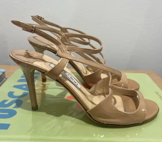 Jimmy Choo Paxton Nude Patent Leather Heel