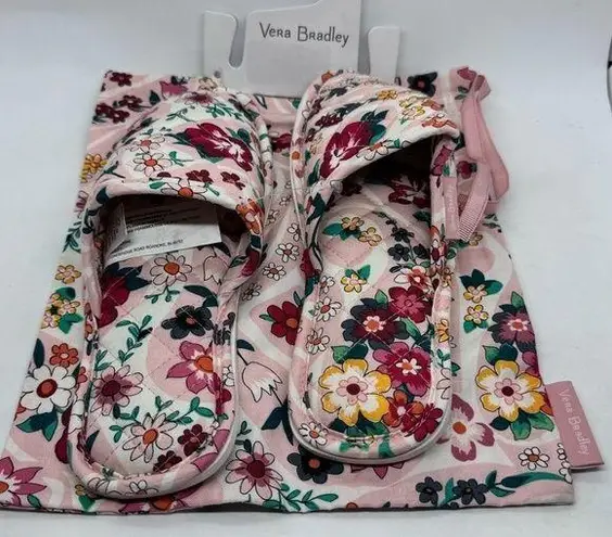 Vera Bradley NWT  Prairie Paisley Travel Slippers w/Storage Bag Size Small