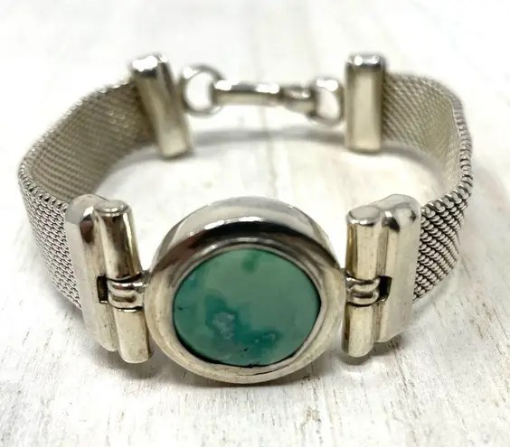 Sterling Silver and green turquoise vintage bracelet, 50.1g