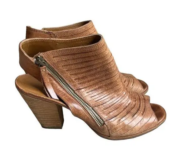 Paul Green Tan Brown Leather Cayanne peep toe bootie