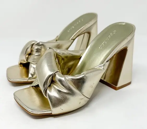 Open Edit Nordstrom Saydee Gold Metallic Puff Sandal Heel, NWOT, Size 5.5