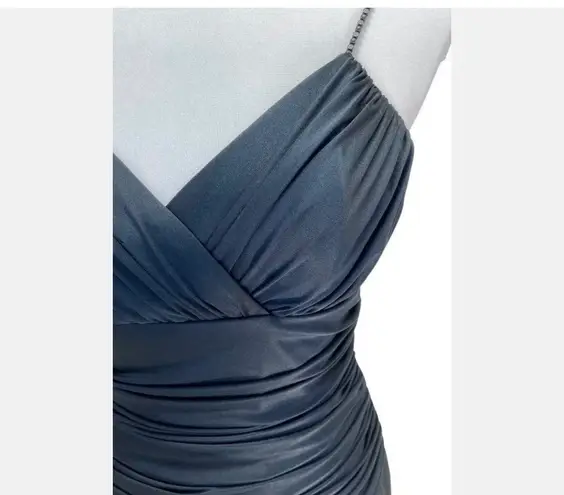 Betsy and Adam Sz 5 6 Vintage Dress Ruched Black Satin 80’s 90’s