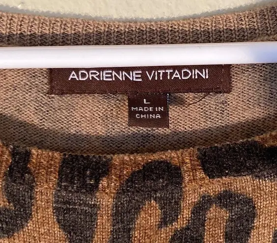 Adrienne Vittadini Long Sleeve Leopard Bodycon Dress / Blouse Size Large