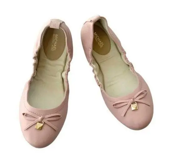 Michael Kors Michael  Leather Juliette Bow Ballet Flats Blush Pink Size 7 NWT