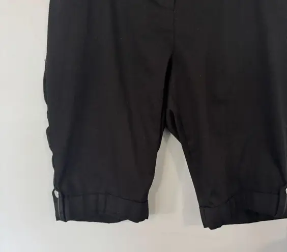 Ashley Stewart Black Cotton & Spandex Blend Bermuda Shorts Women's Plus Size 14 W