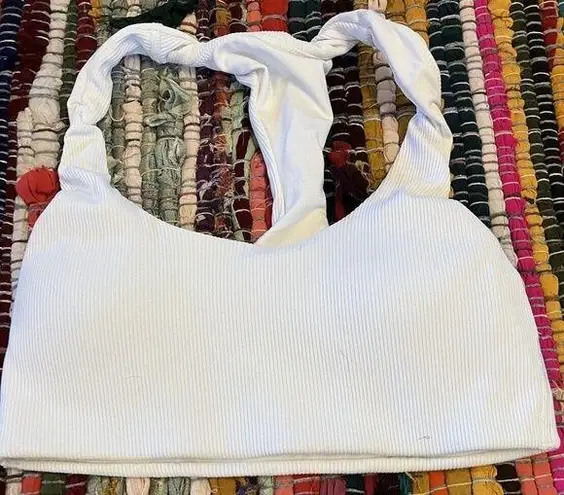 Aerie  Women's WHITE Ribbed Sports Bra Crop Size Small MSRP $24.95