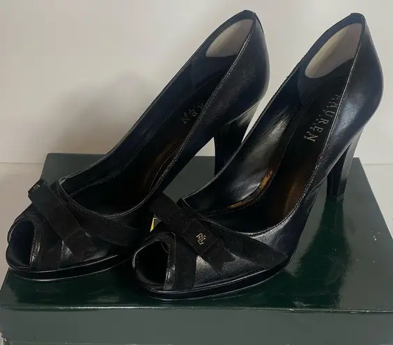 Ralph Lauren  Leather Peep-toe Heels‎